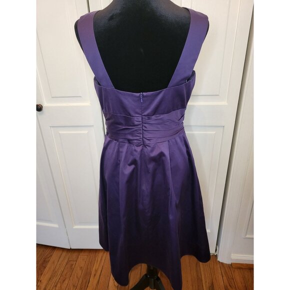 David's bridal Cotton Satten Halter Pleated Mini Dress 8 Bridesmaid Wedding Prom - Picture 2 of 9